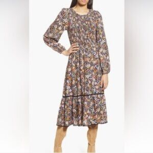 Lost + Wander Multicolor Floral Long Sleeve Dress, Womens Sz Med NWT